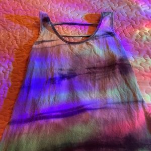 Black gray and white tie dye tank top with open back